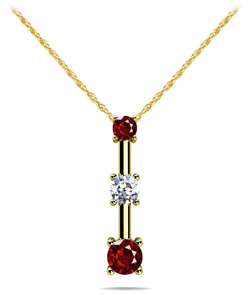 Four Prong Triple Stone Pendant In 18K 14K White Gold Or Yellow Gold