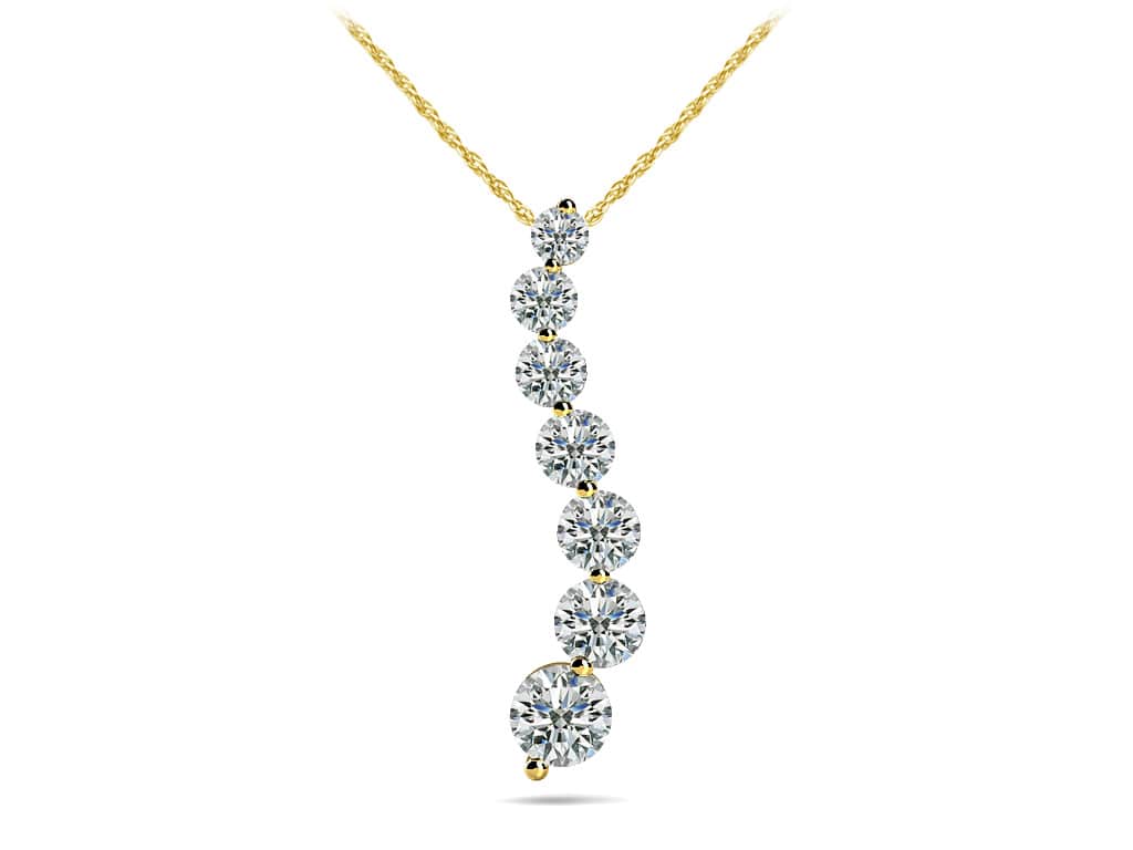 Classic Diamond Journey Necklace In 14K 18K White Yellow Gold Platinum