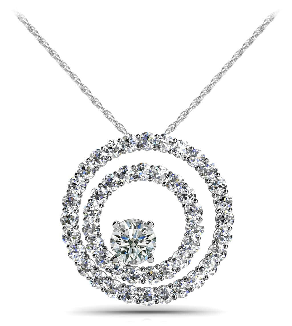Off Center Diamond Circle Pendant In White Yellow Or Rose Gold