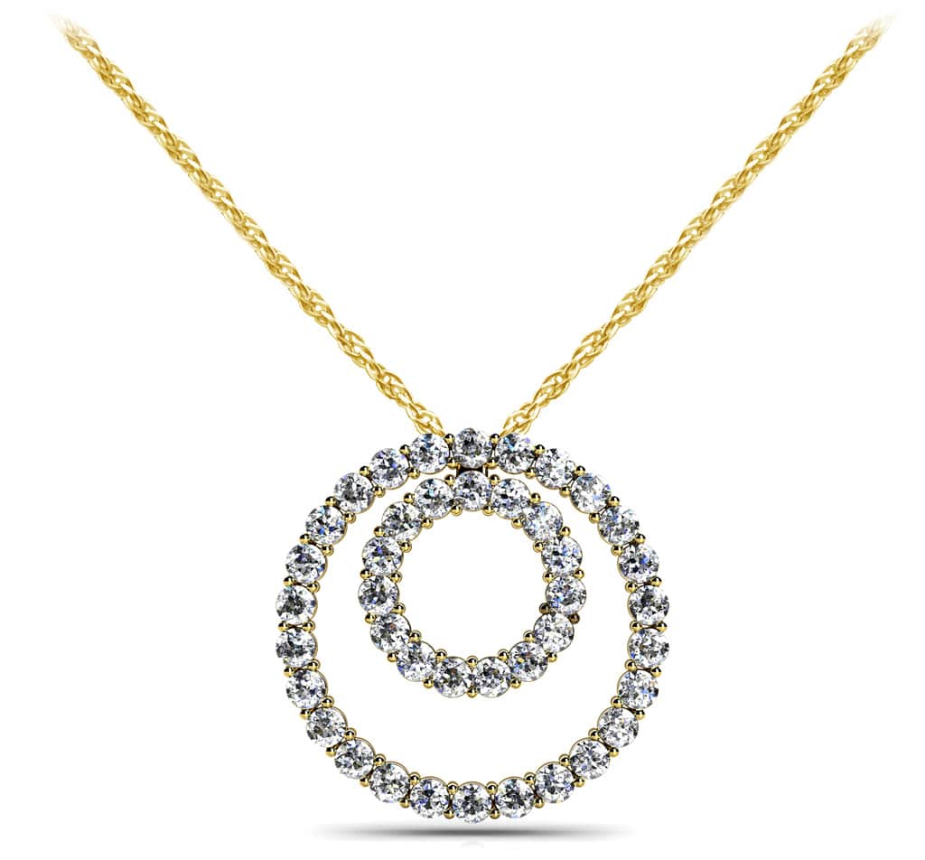 Double Diamond Circle Pendant Available In 14K 18K Yellow White Or Platinum