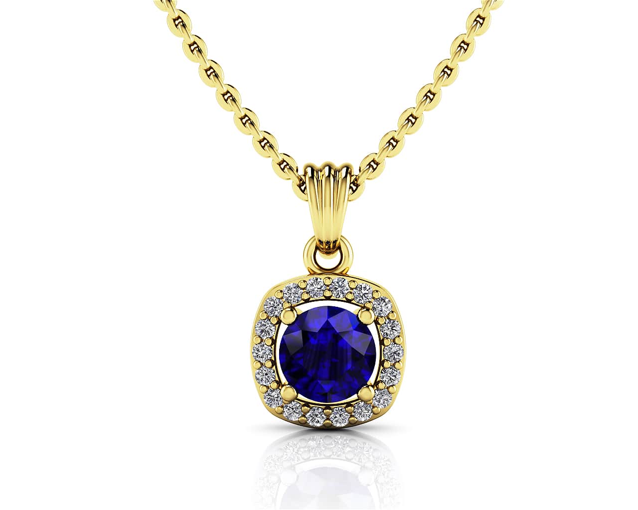 Everlasting Round Gemstone And Diamond Pendant Available In Gold Or Platinum