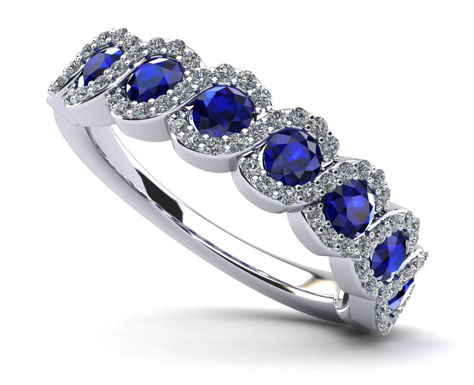 Diamond And Gemstone Wave Anniversary Ring