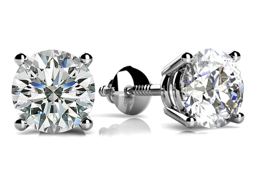 Classic Four Prong Diamond Studs In 14K 18K Or Platinum