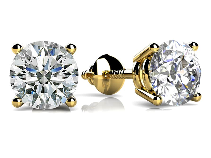Classic Four Prong Diamond Studs In 14K 18K Or Platinum