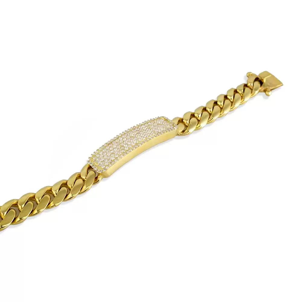Cuban Link Gold 14k Bracelet, Diamond Lock